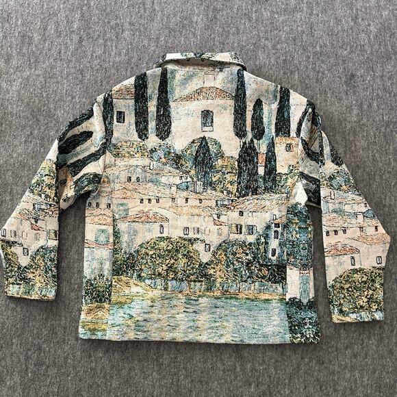 Rebel Vengeance Kirche in Cassone Men' Button Up Tapestry Shirt Long Sleeve Sz S - Picture 2 of 7